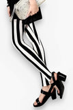 Black and White Thick Vertical Stripes Leggings