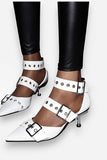 Belt Buckle Pointed Rivet Shoes