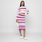 Striped knitted hip-hugging suit