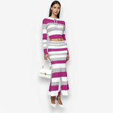 Striped knitted hip-hugging suit