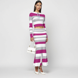 Striped knitted hip-hugging suit