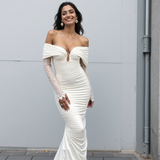 One Shoulder Long Sleeve Tube Top Dress