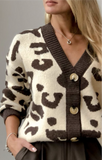 Leopard Print Soft Knitted V-neck Knitted Sweater