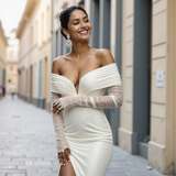 One Shoulder Long Sleeve Tube Top Dress