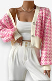 Lantern Sleeve Knitted Cardigan Sweater