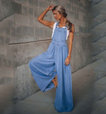 sleeveless denim jumpsuit