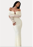 One Shoulder Long Sleeve Tube Top Dress