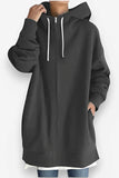 Hooded Drawstring Mid-length Sweatshirt