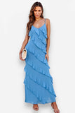 Backless Sling U-Neck Off-Shoulder Maxi Dress