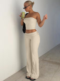 tube top flared pants slim suit