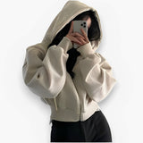 Zipper Hooded Short Jacket