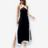 Backless Halter Neck Split Dress