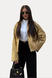 Sequined short stand collar jacket