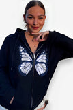 butterfly hot diamond zipper hooded