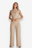 Sleeveless straight pants jumpsuit