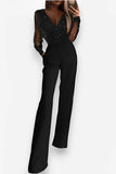 Black Jumpsuit with Mesh Powder Splicing