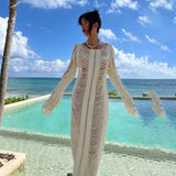 Beach knitted hollow maxi dress