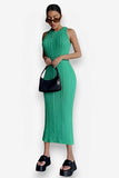 women knitted sleeveless round neck dress