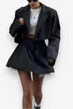 High Waist Short Skirt Long Sleeve Top Two-piece Suit