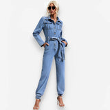 Casual slim fit denim jumpsuit