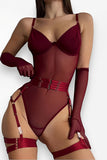 sexy one-piece bodysuit with gloves