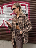 Loose Retro Long Plaid Shirt