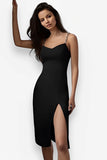 Split Hip-Wrapped U-Neck Chain Suspender Dress