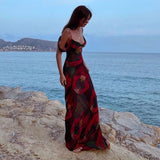 Printed Sleeveless One Shoulder long Dress