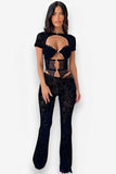 Hollow Strap Top Two Piece Suit