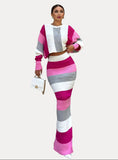 Striped knitted hip-hugging suit