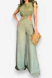 Round Neck Ruffle Loose pants Jumpsuit