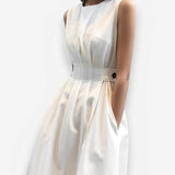 Sleeveless Vest Suspender Midi Dress