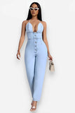 Low-cut Slim One-piece Denim Trousers