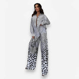 Polka Dot Woven Drape Two-piece Suit