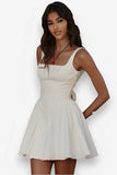 French Suspender Bow Backless Dress