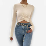 Slim Round Neck Knitted Top Sweater