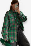 Loose Plaid Jacket Lapel Long-Sleeved Shirt