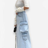 Pocket Denim Long Skirt