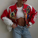 Sports Style Red Loose Jacket