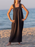 Square Neck Sleeveless Loose Long Dress