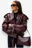 Adjustable Cuffs Leather Jacket