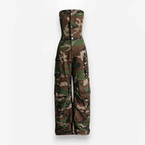 Tube Top Camouflage Jumpsuit