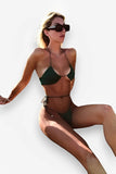 Green Solid Color Thong Bikini