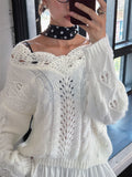 Embroidery White Sweater