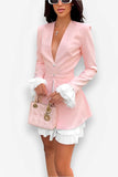 V-Neck Ruffle Two-Piece jacket Dress