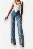 Denim Diamond Straight Jeans