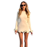 slim long-sleeved short elegant dress