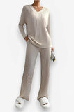 V-neck Striped Knitted Two-piece Suit