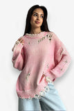 Round Neck Woolen Hollow Knit Sweater