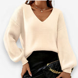 V-neck Long-sleeved Loose Pullover Sweater